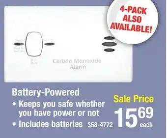 Menards Kidde Battery Powered Carbon Monoxide Alarm offer