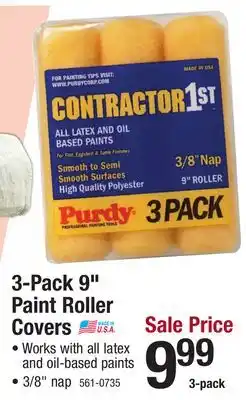 Menards Purdy Contractor 1st 9 x 3/8 Polyester Paint Roller Covers - 3 Pack offer