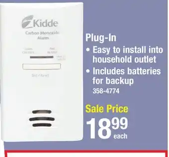 Menards Kidde Tamper-Resistant Plug-in Carbon Monoxide Alarm offer