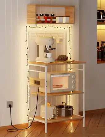 Walmart Behost 5 Tier Microwave Pantry Cart,Baker Rack for Kitchen Cabinet Coffee Bar, White offer