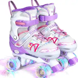 Walmart weituo Women's Adjustable Glow-In-The-Dark Roller Skates, Purple offer