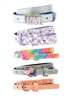 Walmart Wonder Nation by Wonder Nation 5-Pack Assorted Belts, Girls, Fun Colors, L/XXL, 5-Piece offer