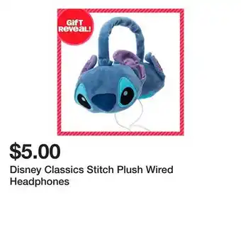 Five Below Disney Classics Stitch Plush Wired Headphones offer