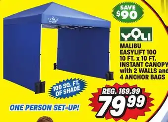 Big 5 Yoli Malibu EasyLift 100 10' x 10' Straight Leg Instant Canopy Value Pack offer