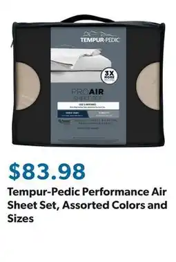 Sam's Club Tempur-Pedic Performance Air Sheet Set, Assorted Colors and Sizes offer