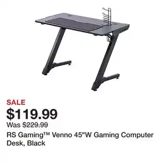 Office Depot RS Gaming Venno 45W Gaming Computer Desk, Black offer