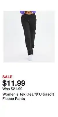 Kohl's Women's Tek Gear Ultrasoft Fleece Pants offer