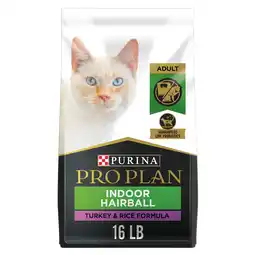 Walmart Purina Pro Plan Hairball, Indoor Dry Cat Food, Turkey & Rice, 16 lb Bag offer