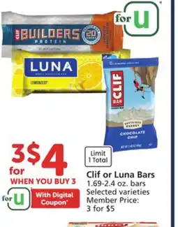 Albertsons Clif or Luna Bars offer