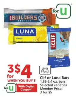 Vons Clif or Luna Bars offer