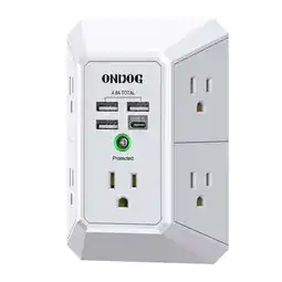 Walmart ONDOG Surge Protector, 5 Outlets Extender with 4 USB PortsUSB C, 3-Side 1800J offer