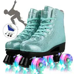 Walmart EONROACOO Roller Skates for Women Girls with Light up Wheels, Adult Pink Skates(Women 8.5/Men 7) offer