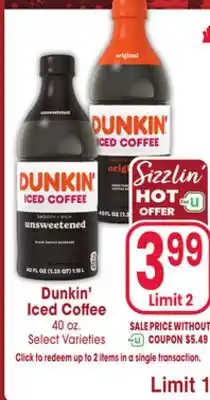 Jewel-Osco Dunkin' Iced Coffee offer