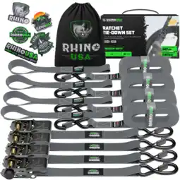 Walmart Rhino USA 1 x 15' Heavy Duty Ratchet Tie-Down Set (4-Pack) - 1,823lb Max Break Strength (4 in, 5 lb) offer