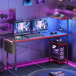 Walmart Bestier 61 Reversible Gaming Desk with PC Shelf Computer Desk with LED Light Carbon Fiber offer