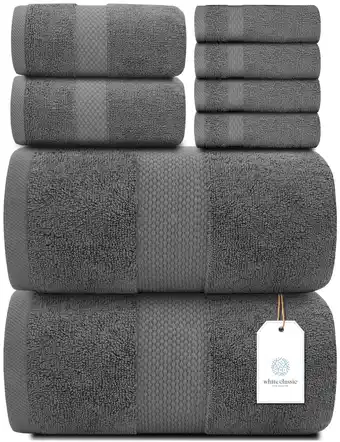 Walmart White Classic Luxury White Bath Towel Set - Hotel Soft Cotton 2/Bath 2/Hand 4/Wash - 8 Piece offer