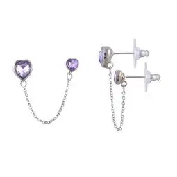 Walmart Bella by Thorne Double Stud Adult Earring Pack Silver/Purple offer