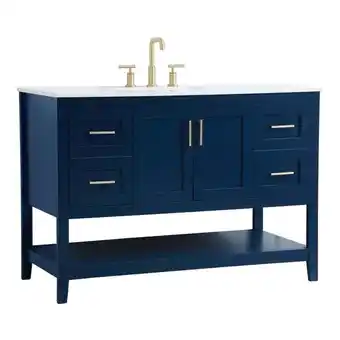 Walmart Elegant Decor Aubrey 48 Steel and Solid Wood Single Bathroom Vanity in Blue offer