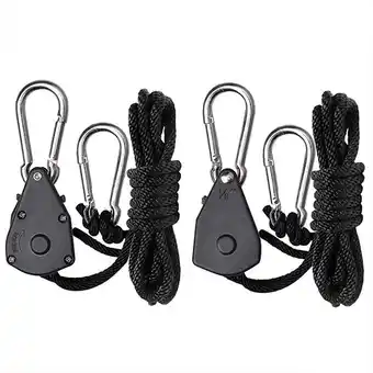 Walmart Walmart 2 Pack Ratchet Tie Down Rope Carabiner Hook Clip Hanger, Adjustable 1/8 Inch, 150lb Capacity offer