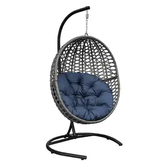 Walmart Skypatio Outdoor Rattan Egg Swing Chair with Stand, Navy Blue offer