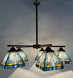 Walmart Tiffany Chandelier 5-Light, 7 Lampshade Mission Style Stained Glass Large Pendant Light Fixture offer