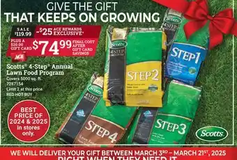 Ace Hardware Scotts 4-Step Annual Lawn Food Program offer