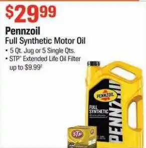 AutoZone Ennzoil Full Synthetic Motor Oil offer