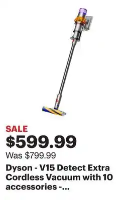 Best Buy Dyson - V15 Detect Extra Cordless Vacuum with 10 accessories - Yellow/Nickel offer