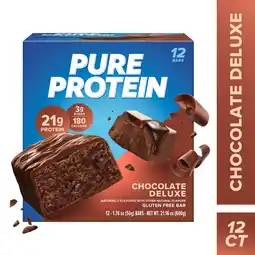 Walmart Pure Protein Bar, Chocolate Deluxe, 21g Protein, Gluten Free, 1.76 oz, 12 Ct offer