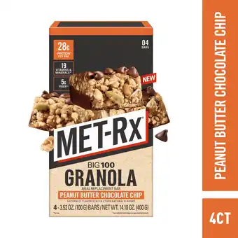 Walmart MET-Rx Big 100 Protein Bars, Granola Peanut Butter Meal Replacement Bars, 4 Ct offer