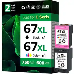 Walmart 67XL Ink Cartridges Compatible for HP 67 Ink Cartridges DeskJet 2755e 2855e 4155e 4255e 6055e 6065e offer