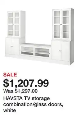 Ikea HAVSTA TV storage combination/glass doors, white offer