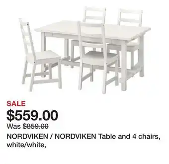 Ikea NORDVIKEN / NORDVIKEN Table and 4 chairs, white/white offer