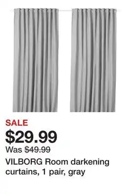 Ikea VILBORG Room darkening curtains, 1 pair, gray offer