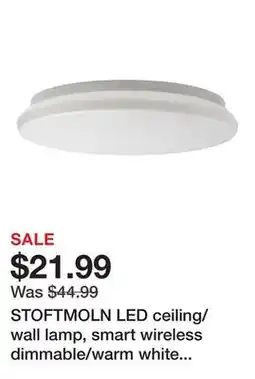 Ikea STOFTMOLN LED ceiling/wall lamp, smart wireless dimmable/warm white white offer