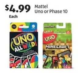 Aldi Mattel Uno or Phase 10 offer