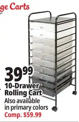 Ocean State Job Lot 10-Drawer Rolling Cart offer