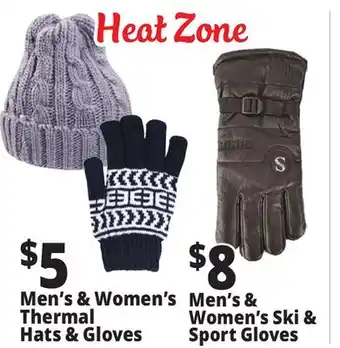 Ocean State Job Lot Heat Zone Men's & Women's Thermal Hats & Gloves offer