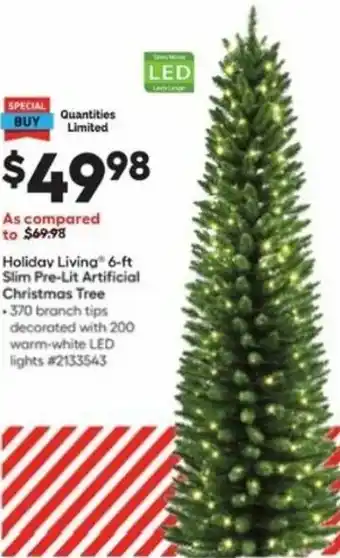 Lowe's Holiday Living 6-Ft Slim Pre-Lit Artificial Christmas Tree offer