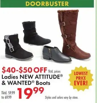 Boscov's Ladies NEW ATTITUDE & WANTED Boots offer