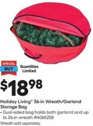 Lowe's Holiday Living 36-in Wreath/Garland Storage Bag offer