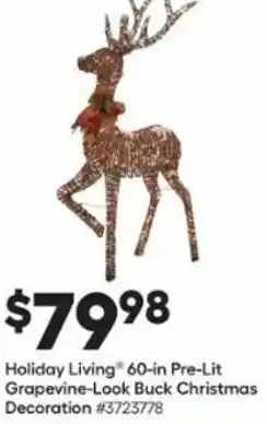 Lowe's Holiday Living 60-IN Pre-Lit Grapevine-Look Buck Christmas Decoration offer