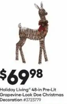Lowe's Holiday Living 48-In Pre-Lit Grapevine-Look Doe Christmas Decoration offer