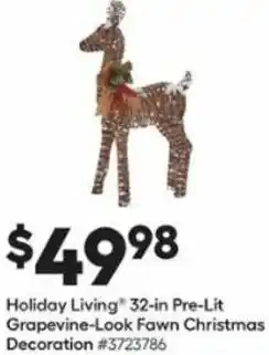 Lowe's Holiday Living 32-In Pre-Lit Grapevine-Look Fawn Christmas Decoration offer