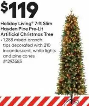 Lowe's Holiday Living 7-Ft Slim Hayden Pine Pre-Lit Artificial Christmas Tree offer
