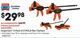 Lowe's Jorgensen 4-Pack E-Z Hold Bar Clamps offer