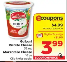 Weis Markets Galbani Ricotta Cheese 32 oz Mozzarella Cheese 16 oz offer