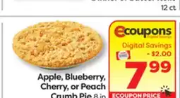 Weis Markets 12 ct Apple, Blueberry, Cherry, or Peach Crumb Pie offer