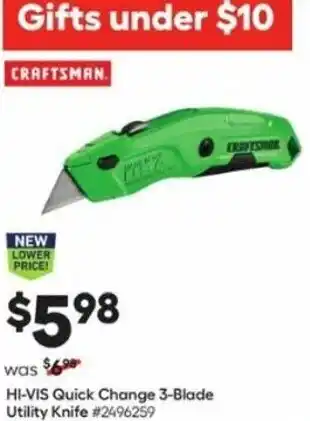 Lowe's HI-VIS Quick Change 3-Blade Utility Knife offer