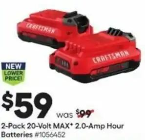 Lowe's 2-Pack 20-Volt MAX 2.0-Amp Hour Batteries offer